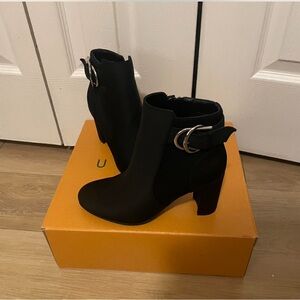 Black Ankle Boots with Buckle Detail